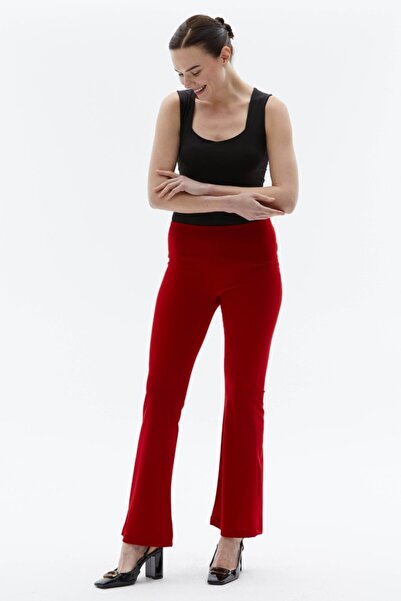 Selen Giyim Beli Lastikli İspanyol Paça Pantolon