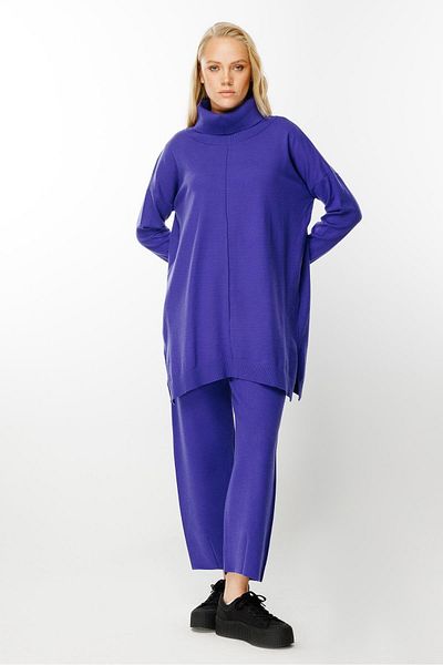 Ghisa Purple Turtleneck Knitwear Set