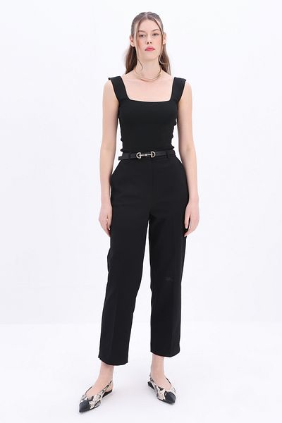 ALLDAY Pantaloni din bumbac negru, cu potrivire confortabilă