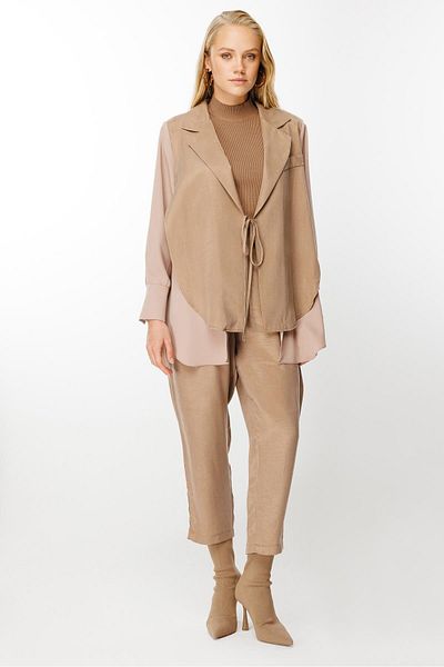 Ghisa Camel Chiffon Fabric Mixed Set