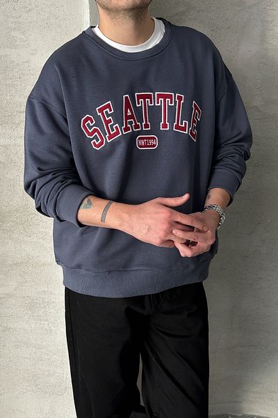 HYMAN Мъжки голям суитшърт с принт Seattle