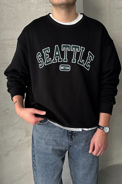 HYMAN Ανδρικό φούτερ με στάμπα Seattle Oversize