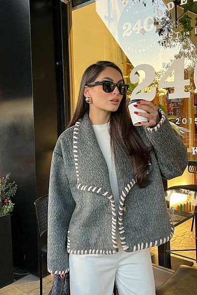 Seda Yalçın Atelier Gray Design Stamp Jacket Coat