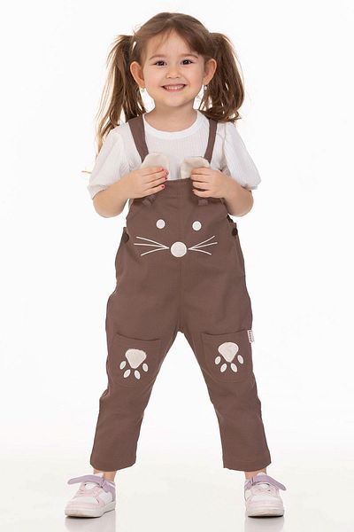 zepkids Hanging Ten Cıft Pocketed Kitten White Brown Colored Boy's Tulle