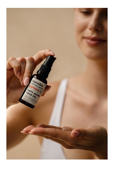 Monoibio Saffron Anti-Aging Organic Face Care Oil - Anti Aging Collagen Structure Strengthening Serum 30 ml