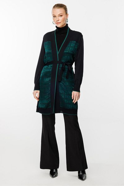 Ghisa Green and Black Knitwear Cardigan