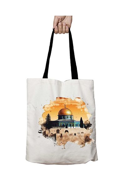 ART HEDİYE Σχολική τσάντα ώμου με μαύρη λαβή Al-Aqsa Palestine Dome of the Sahara που πλένεται