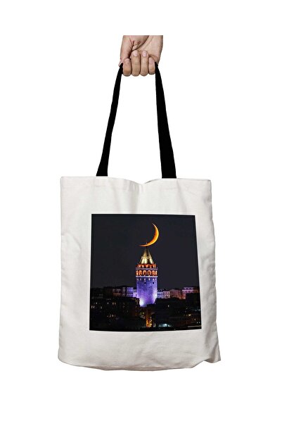 ART HEDİYE حقيبة كتف مدرسية قابلة للغسل على شكل برج جالاتا في اسطنبول مع مقبض...