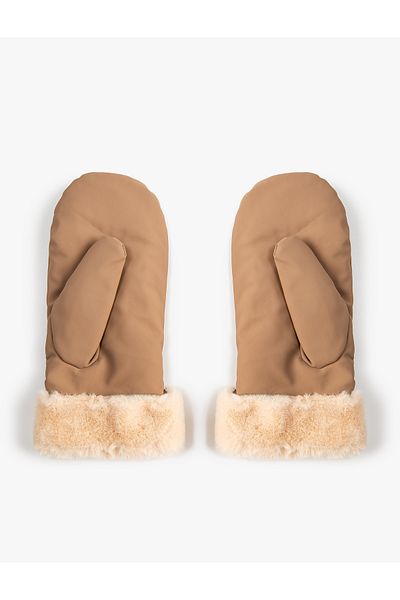 Koton Fingerless Gloves with Faux Fur Lining