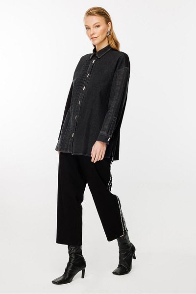 Ghisa Black Ribbed Detailed Suit Set
