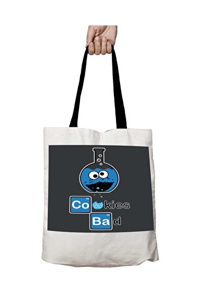 ART HEDİYE Cookien Bad Chemistry Washable School Shoulder Bag with Black Handles