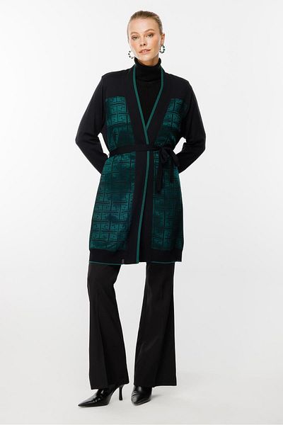 Ghisa Green and Black Knitwear Cardigan