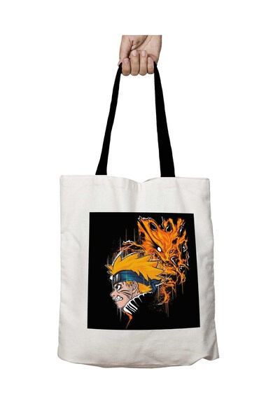 ART HEDİYE Demon Fox Naruto Washable School Shoulder Bag with Black Handles
