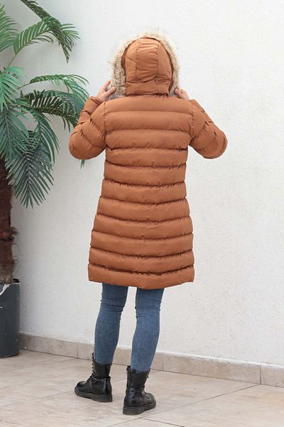 İmajButik Palton tip puf Hijab Camel Plus Size