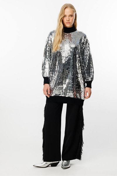 Ghisa Black Knitted Tunic - Sequin Detailed