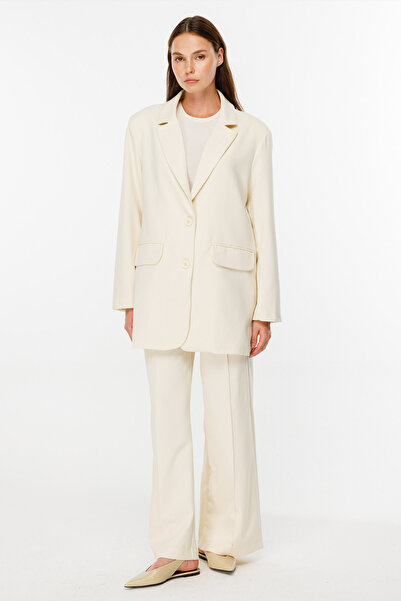 Hooopstore Κρεμ Χρώμα Oversize Basic Blazer