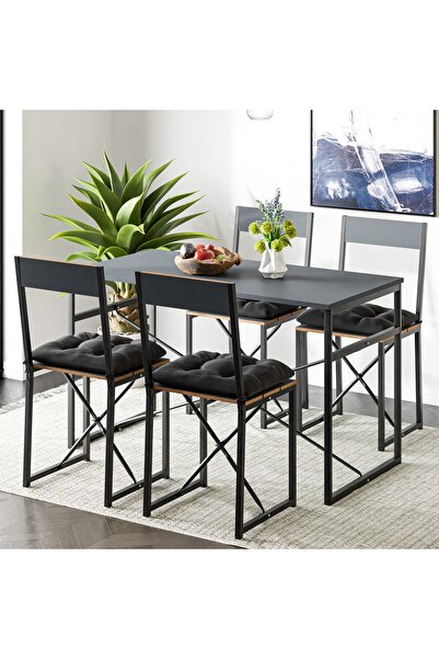 eportatif Atlantik Minderli Mutfak Masası Yemek Masası Takımı Füme 1534