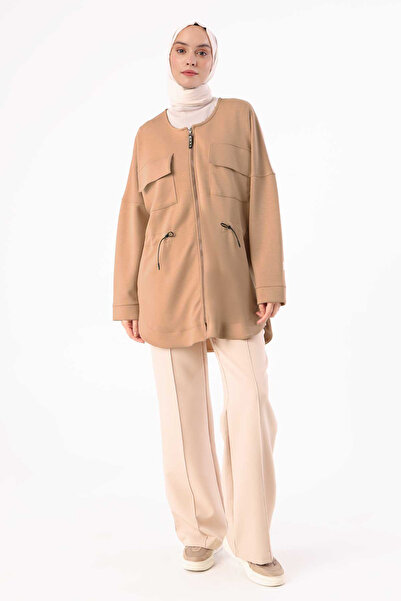 ALLDAY Темно-бежевий піджак з кишенями та збірками на талії