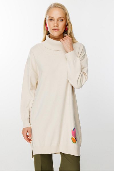 Ghisa Ekru Turtleneck Knitwear Tunic