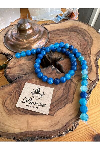 parze doğaltaş Μπλε Αχάτης Φυσικός Πολύτιμος Λίθος Σειρά 8 χλστ