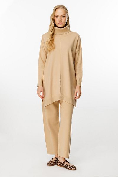 Ghisa Camel Turtleneck Knitwear Set