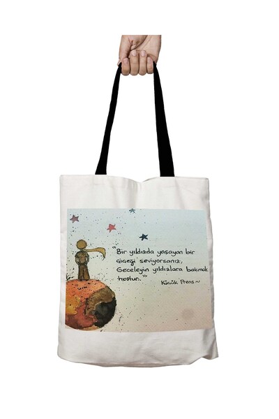 ART HEDİYE حقيبة كتف مدرسية قابلة للغسل بمقبض أسود للأمير الصغير