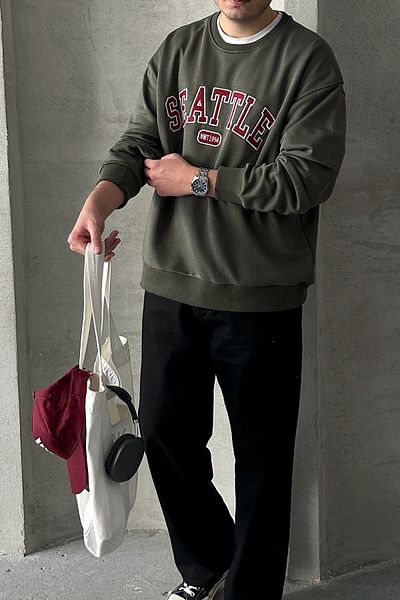 HYMAN Мъжки голям суитшърт с принт Seattle