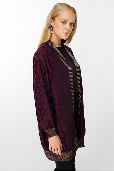 Ghisa Plum Rib Detailed Cardigan