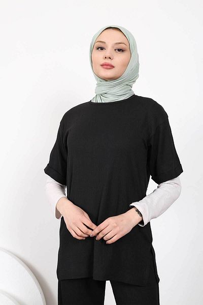 İmajButik Μαύρο κοστούμι με κοντό μανίκι