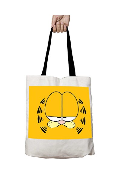 ART HEDİYE Sad Garfileld Washable School Shoulder Bag with Black Handles