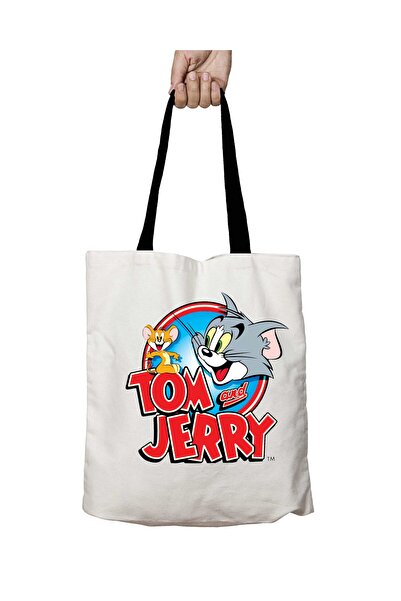 ART HEDİYE حقيبة كتف مدرسية قابلة للغسل من توم وجيري الأكثر مبيعًا بمقبض أسود