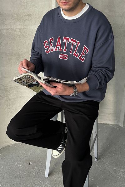 HYMAN Мъжки голям суитшърт с принт Seattle