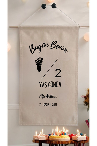Puppetzzz Doğum Günü Flaması Yarım Yaş Arka Fon Afiş Kişiye Özel Isimli 70x45