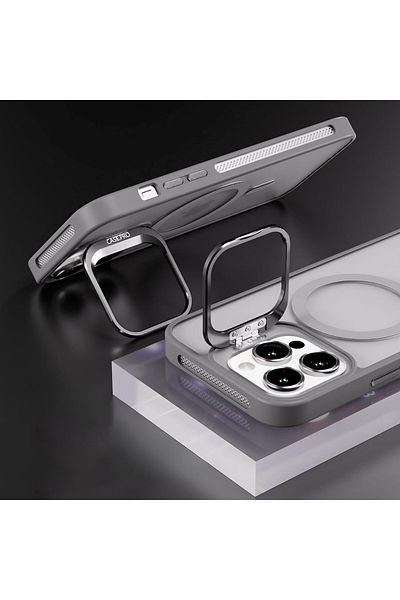 Caseji Apple iPhone 16 Compatible Case with Stand Matte Magsafe Metal Key Camera Lens Gift Nevada Case