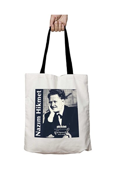 ART HEDİYE Чорна сумка через плече з ручками Nazım Hikmet, яку можна прати