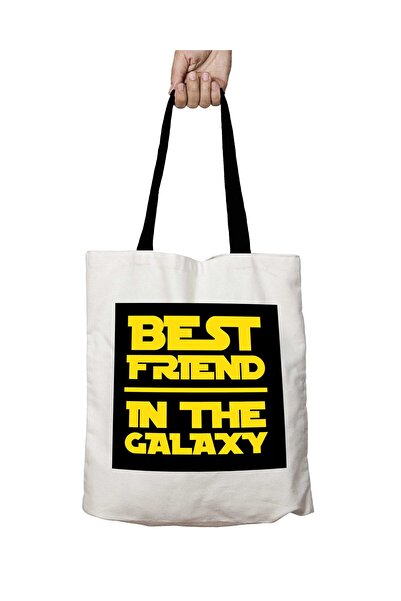 ART HEDİYE Best Friend in Galaxy Washable School Shoulder Bag with Black Handles