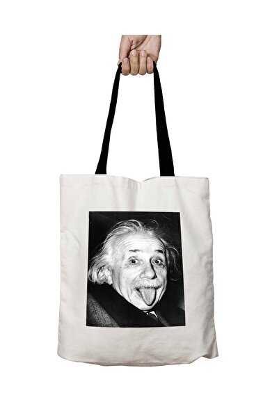 ART HEDİYE حقيبة كتف مدرسية قابلة للغسل بمقبض أسود من ألبرت أينشتاين