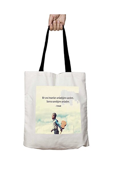 ART HEDİYE Чорна сумка з ручками Freud Я думав, що зрозумів Можна прати Шкіль...