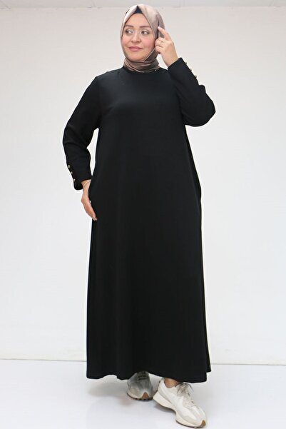 Eslina 42031 Plus Size Pocket Placket Osyho Dress - Black