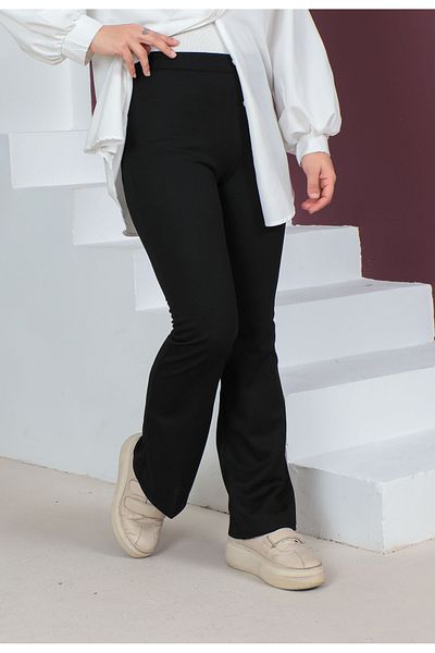 İmajButik Black Flare Leg Scuba Trousers