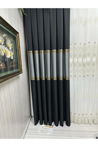 NİVEMESHOME Nivemeshome Manavgat - Black V-903, 1/3 Close Pleated Background Curtain Apm, ft 632113