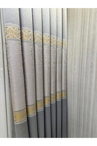 NİVEMESHOME Nivemeshome Likya Ft632120 V-2001 Gray 1/3 Close Pleated Background Curtain Apm