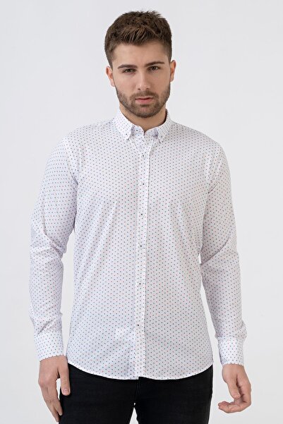 White Stone Ávila G2309 Regular Fit Pamuklu Likralı Gömlek Desenli