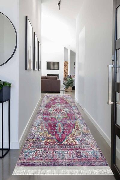 MOTTO HALI Otantik Eko Punto Yolluk Kaymaz Tabanlı Yıkanabilir Antibakteriyel...