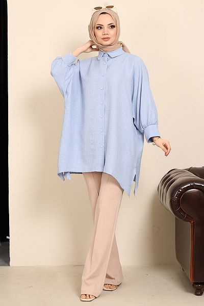 İmajButik Blue Bat Sleeve Slit Tunic