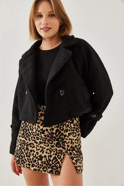 Bianco Lucci Women's Short Double Breasted Boucle Jacket 238760101001