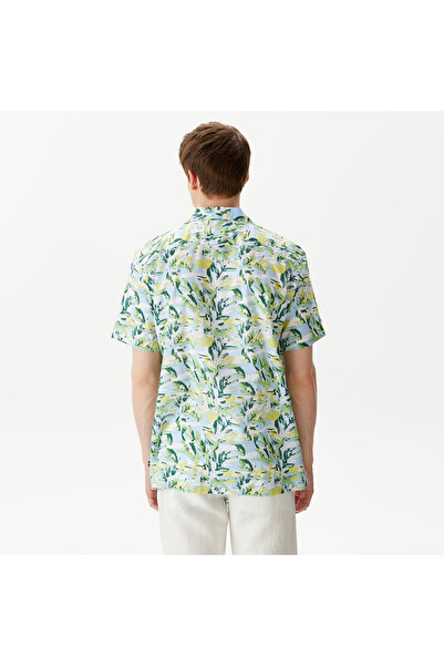 Nautica Erkek Mavi Classic Fit Kısa Kollu Desenli Gömlek