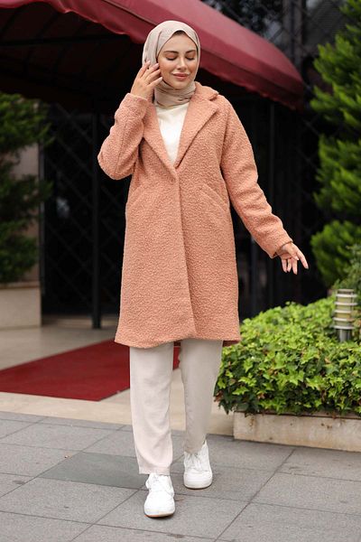 İmajButik Παλτό Boucle Pocket Lined Camel