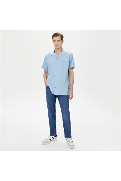 Nautica Erkek Mavi Classic Fit Kısa Kollu Gömlek