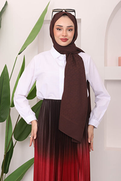 İmajButik Long Claret Red Skirt - Pleated and Color Detailed